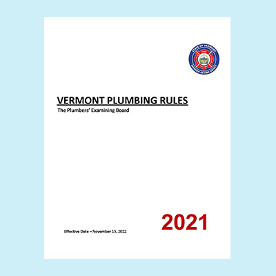 Vermont Plumbing Rules Amendments 2021  